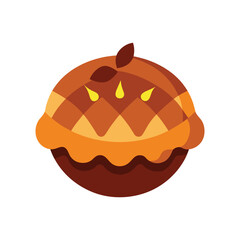 Festive thanksgiving pumpkin pie flat design vector illustration graphic
