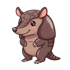 Fototapeta premium Illustration Of A Cute Armadillo Cartoon With Transparent Background