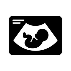 Ultrasound scan with fetus icon in solid style