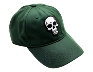 Green Baseball Cap with Skull Patch