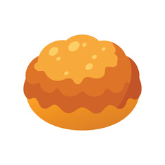Cartoon illustration of a freshly baked round bun isolated on white background