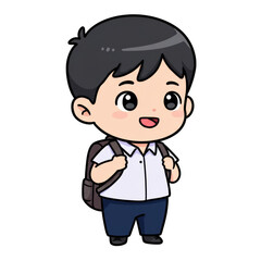 Fototapeta premium Illustration of Chibi Boy Student with Backpack Isolated on Transparent