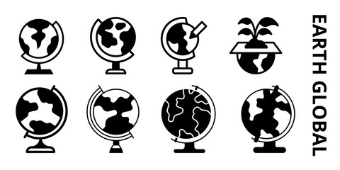 Global Earth Icons A Collection of World Map Globe Illustrations