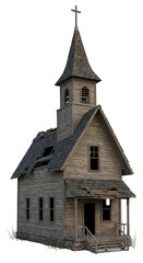 Fototapeta premium Illustration of Old Stone Church Building Religious Architecture