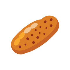 Delicious brown biscuit cookie snack with chocolate chips illustrated in simple modern flat style