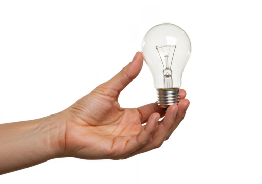 Illustration of Hand Holding a Lit Light Bulb Concept Ideas Energy