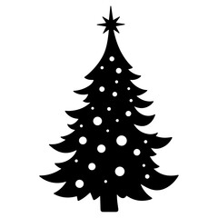 Obraz premium Decorated Christmas tree silhouette on white background, festive spirit