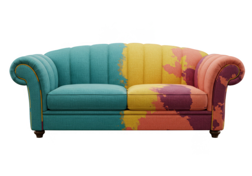 Illustration of Luxurious Pastel Sofa Furniture with Isolated Transparent Background