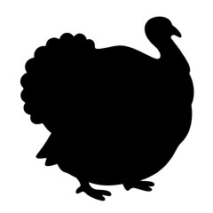 Silhouette of a stuffed turkey on white background, Thanksgiving decor