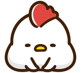 両手をついて土下座をするかわいいにわとりのキャラクターのデフォルメイラスト