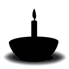Fototapeta premium Silhouette of candle being lit against white background, lighting concept