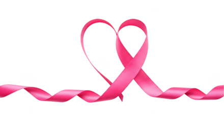 Illustration of Pink Ribbon Forming Heart Promoting Breast Cancer Awareness