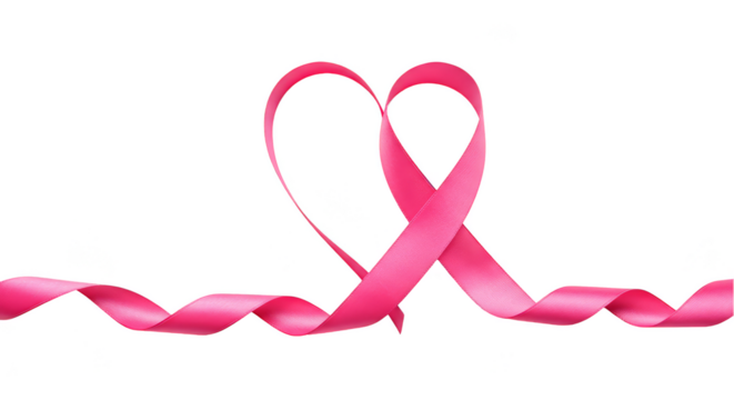 Illustration of Pink Ribbon Forming Heart Promoting Breast Cancer Awareness - Powered by Adobe