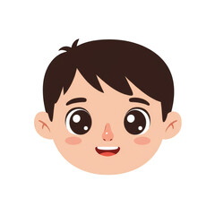 Illustration of Smiling Boy Cartoon Head on Transparent Background