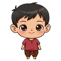 Obraz premium Illustration of Smiling Cartoon Boy in Traditional Clothing Isolated