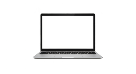 Illustration of Silver Laptop Computer on Transparent Background