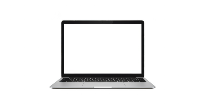 Illustration of Silver Laptop Computer on Transparent Background