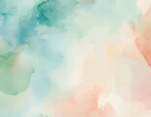 Abstract Watercolor Background with Green and Peach Hues.