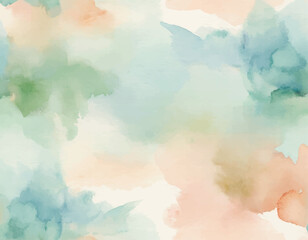 Abstract Watercolor Background with Green and Peach Hues.