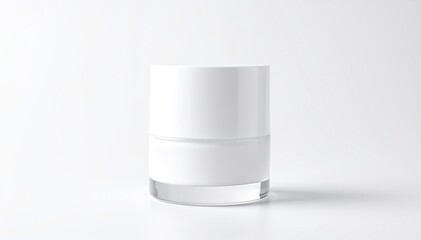 Obraz premium A sleek white bottle of nail polish sits elegantly atop a marble vanity, reflecting soft light, with a delicate brush poised beside it, ready for use.