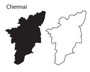 Minimal silhouette map of Chennai, India. Vector city outline design ideal for infographics, prints, web, and travel-related projects.
