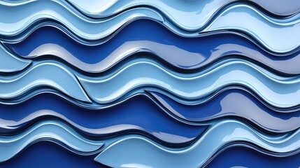 Fototapeta premium Abstract waves in blue and white showcasing fluidity and motion, perfect for conveying themes of calmness, creativity, and depth in design projects and artistic endeavors.