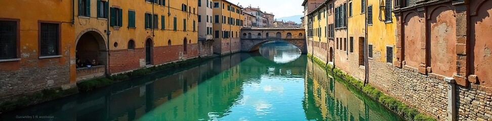 Crystal-clear water flowing through the historic streets of Florence, reflecting the Tuscan sun and ancient architecture A picturesque scene of Firenze's waterways , Arno River, stream, sun