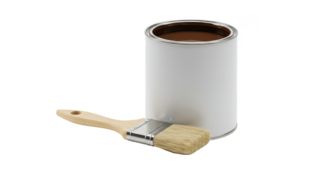 Illustration of Paint Can with Brush Isolated On Transparent Background