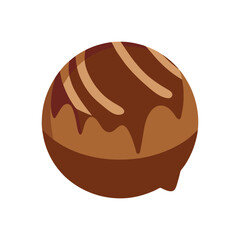 Delicious chocolate truffle with caramel drizzle isolated on white background illustration