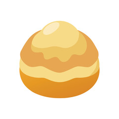 Cream puff pastry illustration delicious golden brown sweet treat isolated