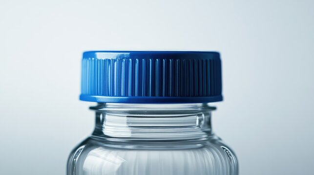 Transparent plastic water bottle with a blue screw-on cap, showcasing simplicity and usability for hydration purposes in everyday life, focusing on freshness and convenience.