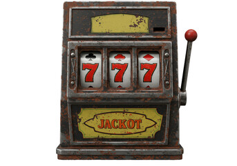 Illustration of Rusted Slot Machine Showing Jackpot Numbers on Transparent