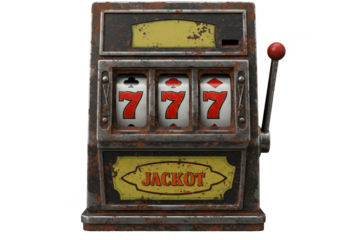 Illustration of Rusted Slot Machine Showing Jackpot Numbers on Transparent