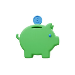 Obraz premium Illustration Saving Investment with Cute Green Piggy Bank Coin Render