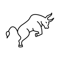 Bull Market Line Icon. Investment, Finance, Economy, Portfolio, Strategy, Money, Investor, Currency, Retirement, Wealth Icons. Editable Stroke Vector Illustration