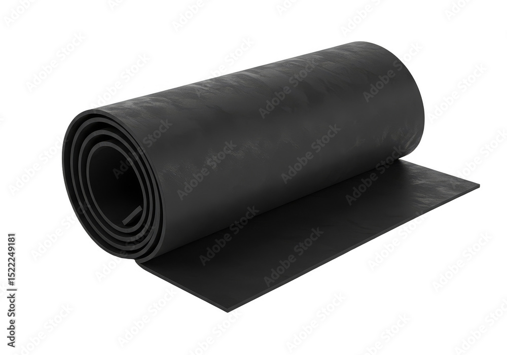 Fototapete Isolated 3d Rendering of a Black Rubber Roll on Transparent Background