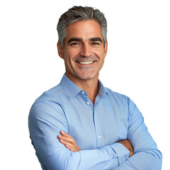 Happy successful middle age man posing with arms folded.

