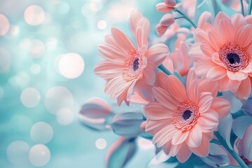 Obraz premium Delicate bouquet of soft pink gerbera daisies.