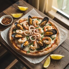 pizza with seafood