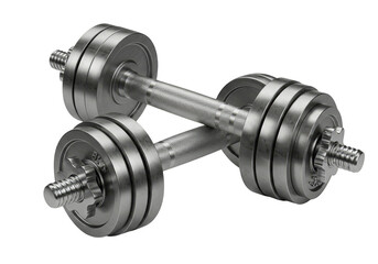 Fototapeta premium Isolated 3D Rendering of Chrome Dumbbell for Fitness with Transparent BG