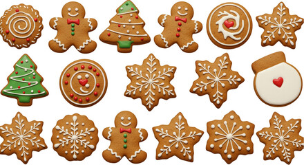 Illustration of Festive Christmas Gingerbread Cookies Holiday Decoration