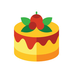 Isometric cake with cherry topping sweet dessert illustration vector design graphic