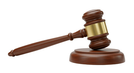 Isolated 3D Rendering of Wooden Gavel for Court Justice and Law