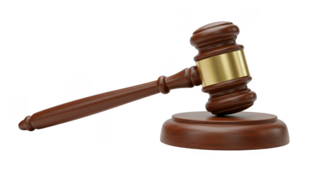 Isolated 3D Rendering of Wooden Gavel for Court Justice and Law