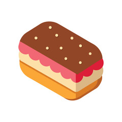 Isometric cartoon sandwich with chocolate cream and strawberry jam filling illustration