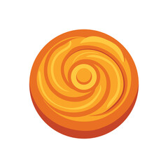 Abstract orange circle with swirling design element on white background