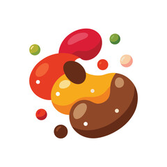 Abstract colorful jelly beans candies group on white background vector graphic