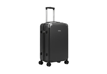 Isolated Black Rolling Wheeled Suitcase for Travel with Transparent Background