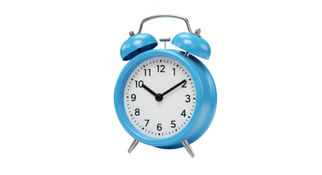 Isolated Blue Alarm Clock Time Reminder on Transparent Background Illustration - Powered by Adobe