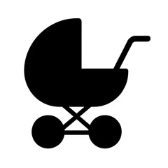 Baby stroller icon in solid style